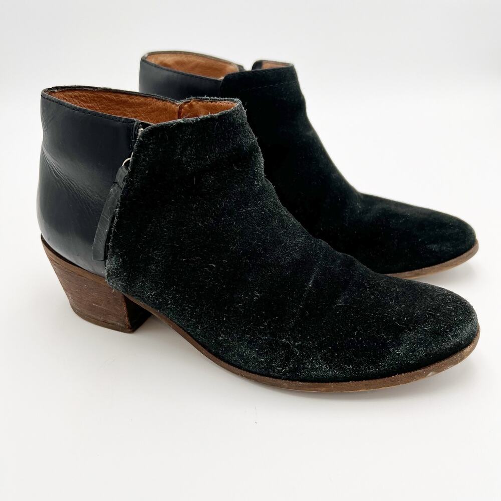 Madewell Cait Ankle Bootie Womens 8.5 Black Leather Stacked Block Heel E2237